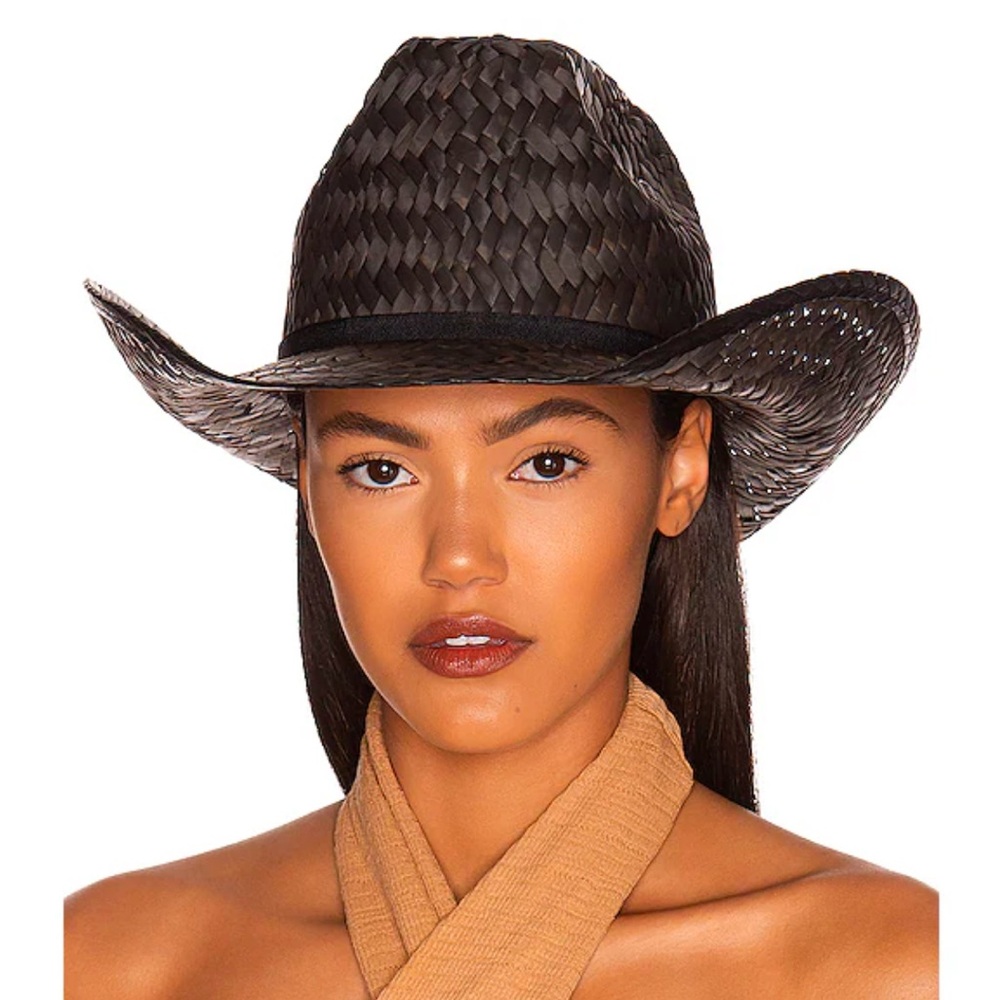 NWT Brixton Houston Straw Cowboy Western Hat in Black